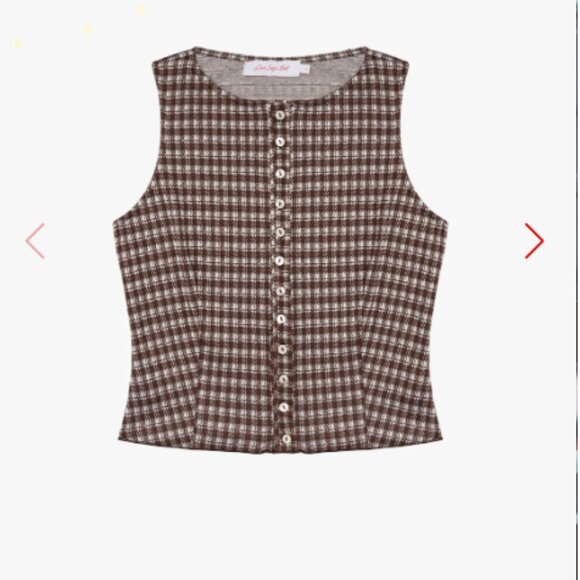 Summer Top Lisa Says Gah Cocoa Plaid - XS only - Picture 2 of 4